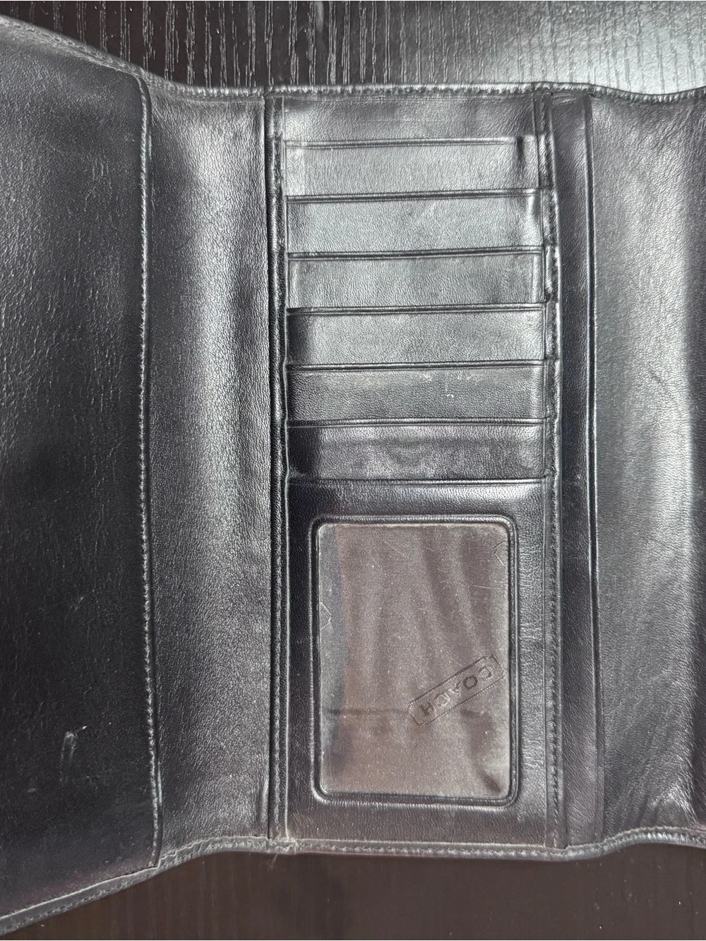 Coach Signature Continental Wallet in Charcoal Black